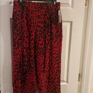 NWT Soho Apparel Small Red and Black Animal Print Trousers